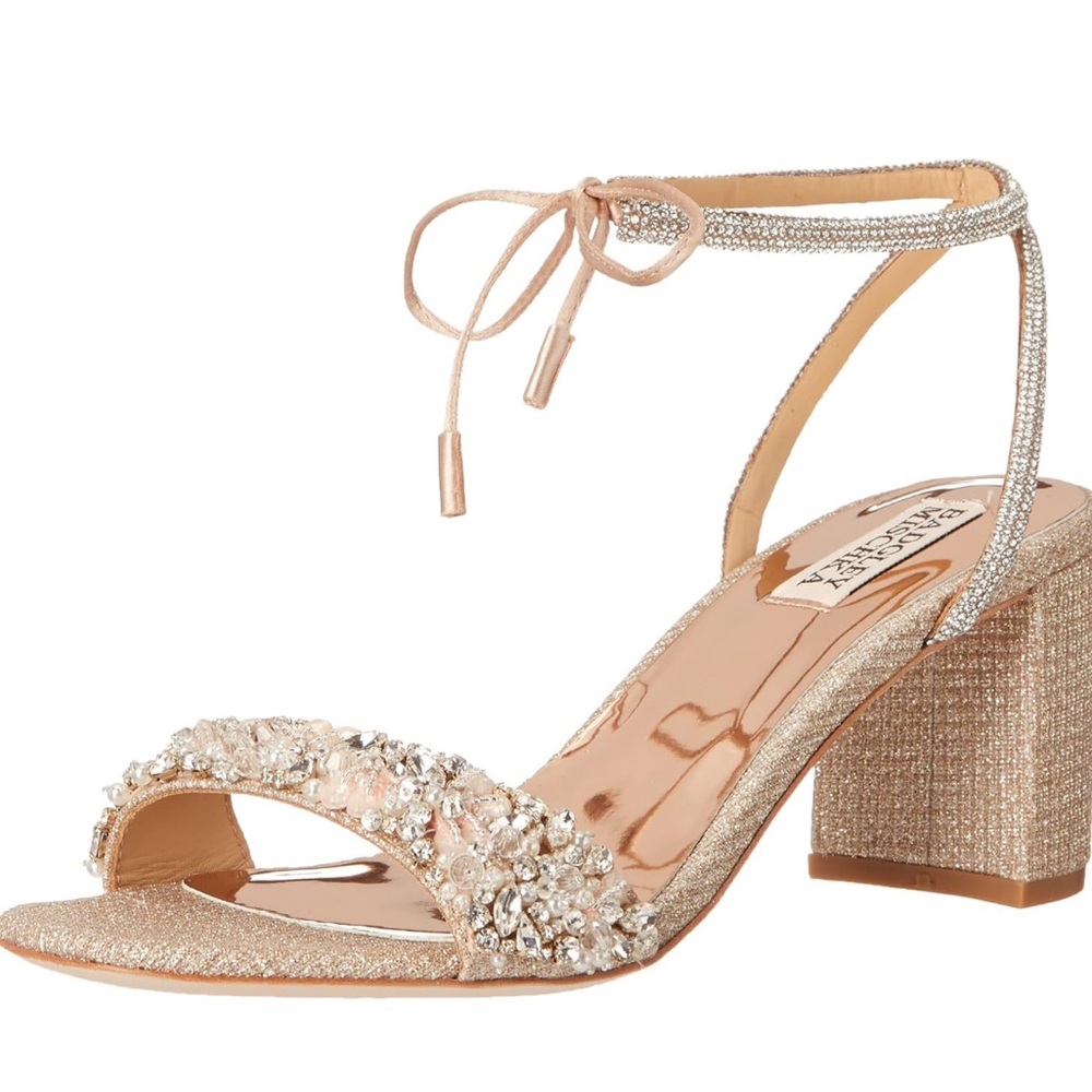 Badgely Mischka Jeweled Kay Heel in Pale Gold - Picture 2 of 12